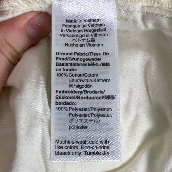 J. Crew | White Floral Embroidered Billie Demi Door Cropped Jeans Size 29 - Picture 11 of 12